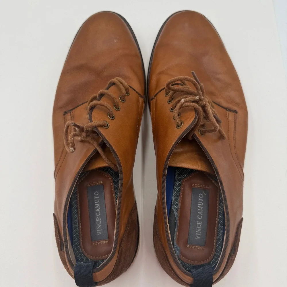 Vince Camuto Oxford Shoes Elyas Leather Suede Hybrid Brown Mens Size 12M